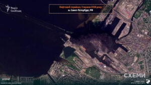 Greve em terminal petrolífero em São Petersburgo, na Rússia: imagem de satélite mostra consequências item-thumbnail