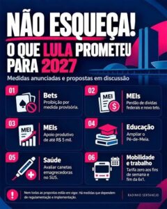 — Lista de promessas atribuídas a Lula para 2027 mistura propostas e medidas sem confirmação item-thumbnail
